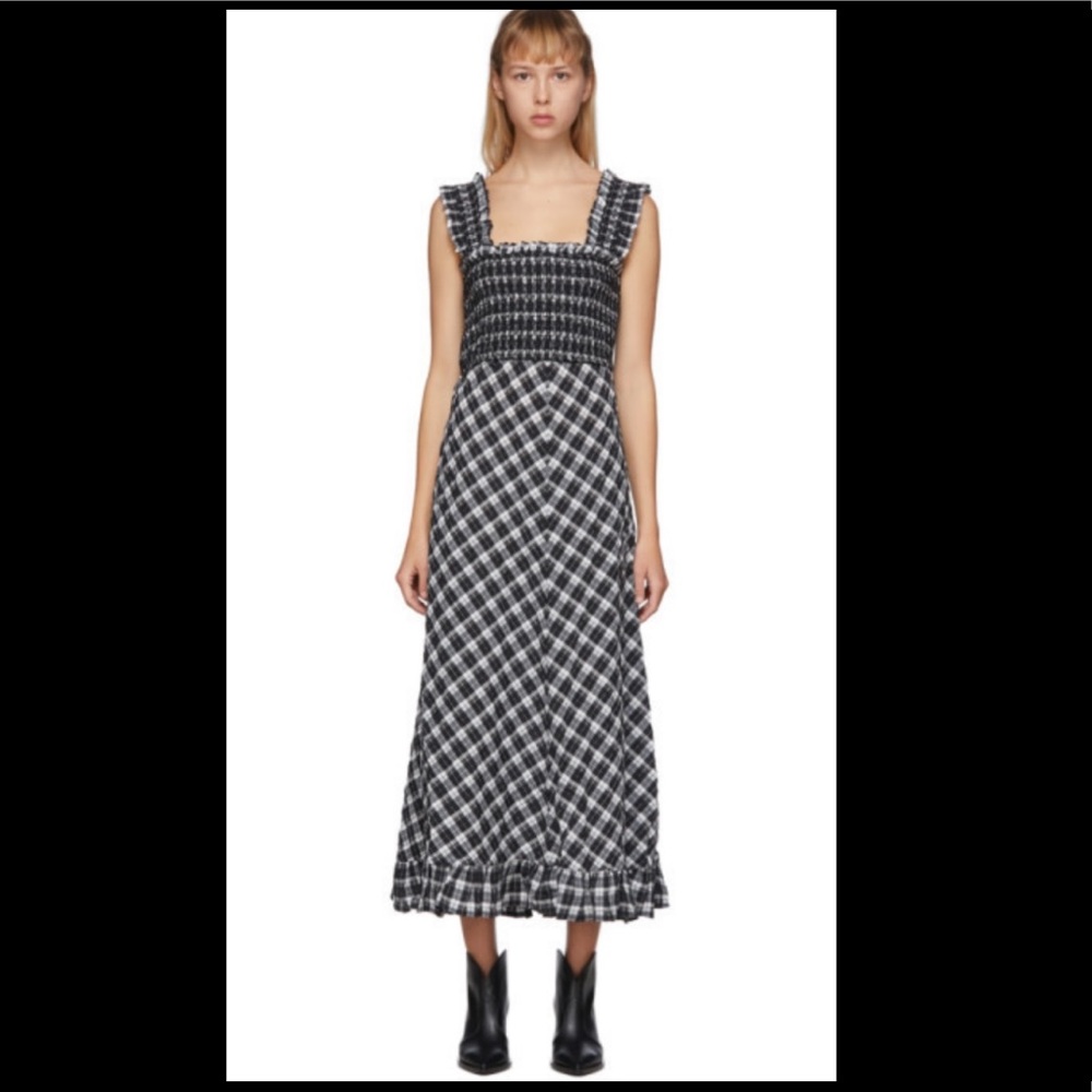 Ganni Seersucker Check/Gingham Dress